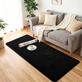 Chicrug edge reinforced black runner designed for durability in entryways and kitchens.