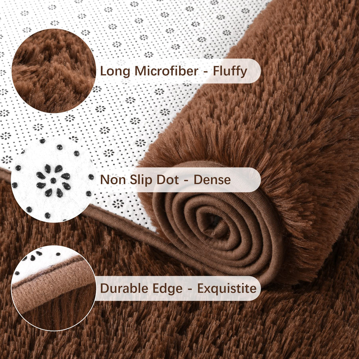 Chicrug fluffy brown runner beside sofa creates nursery-friendly space