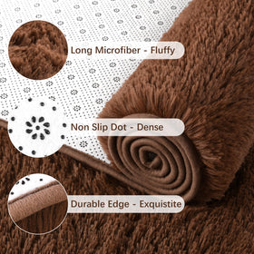 Chicrug fluffy brown runner beside sofa creates nursery-friendly space