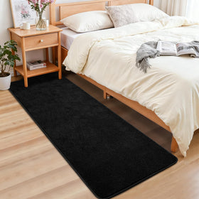 Chicrug memory-foam feel black runner offering plush comfort in hallways and bedrooms.