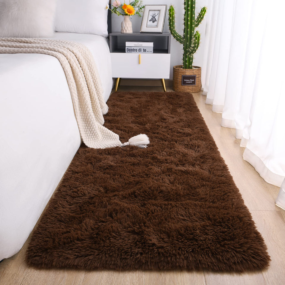 Chicrug soft runner brown 2x6 on bedroom floor adds cozy warmth