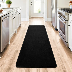 Chicrug versatile indoor black runner suitable for dorms and living rooms.