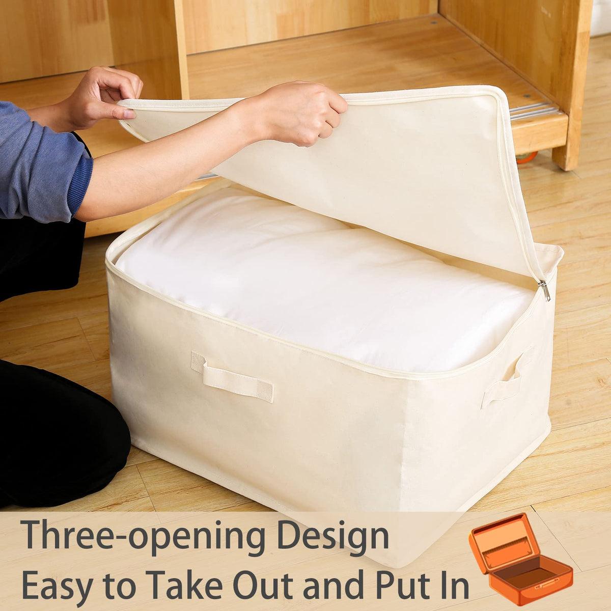 CHICVIE collapsible 75L organizer folds flat when not in use