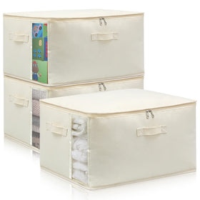 CHICVIE canvas storage bag with side window for quick content checks in the closet