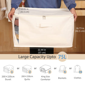 CHICVIE 75L storage bag with sturdy zipper to secure quilts and blankets