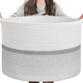 CHICVITA 85L blanket basket in gray for living room storage and organization