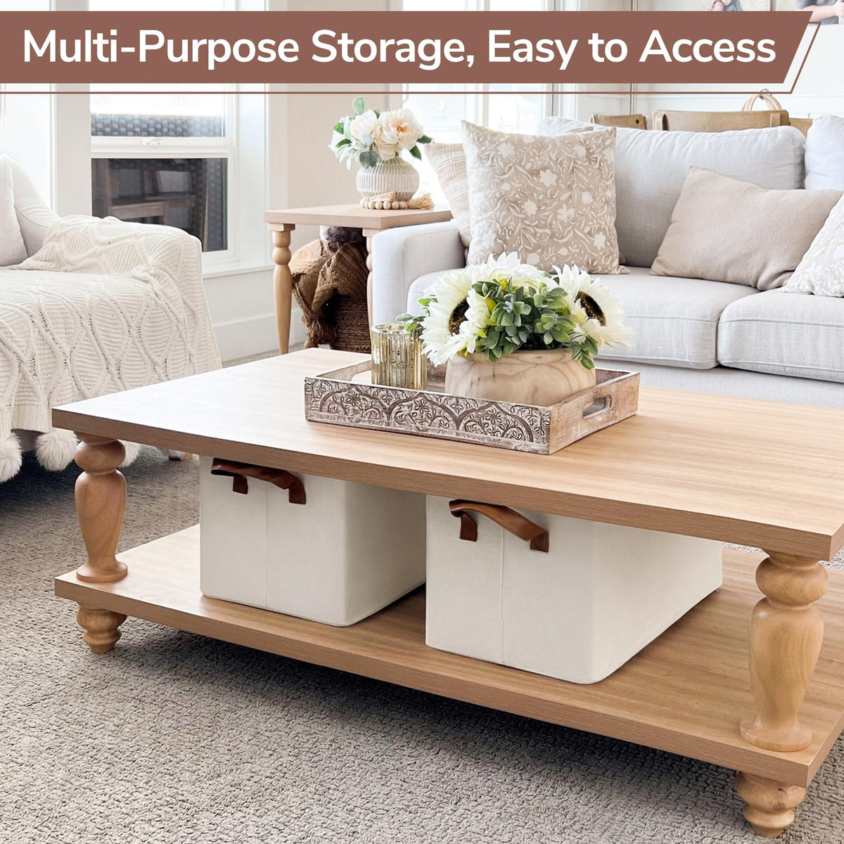CHICVITA beige-fabric-bin adds stylish, durable organization.