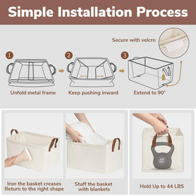 CHICVITA beige storage bin holding up to 44 pounds for versatile use