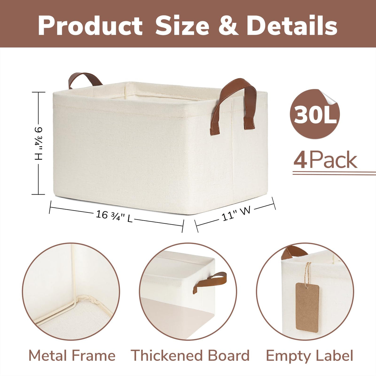 CHICVITA beige storage bin folded flat for space-saving storage