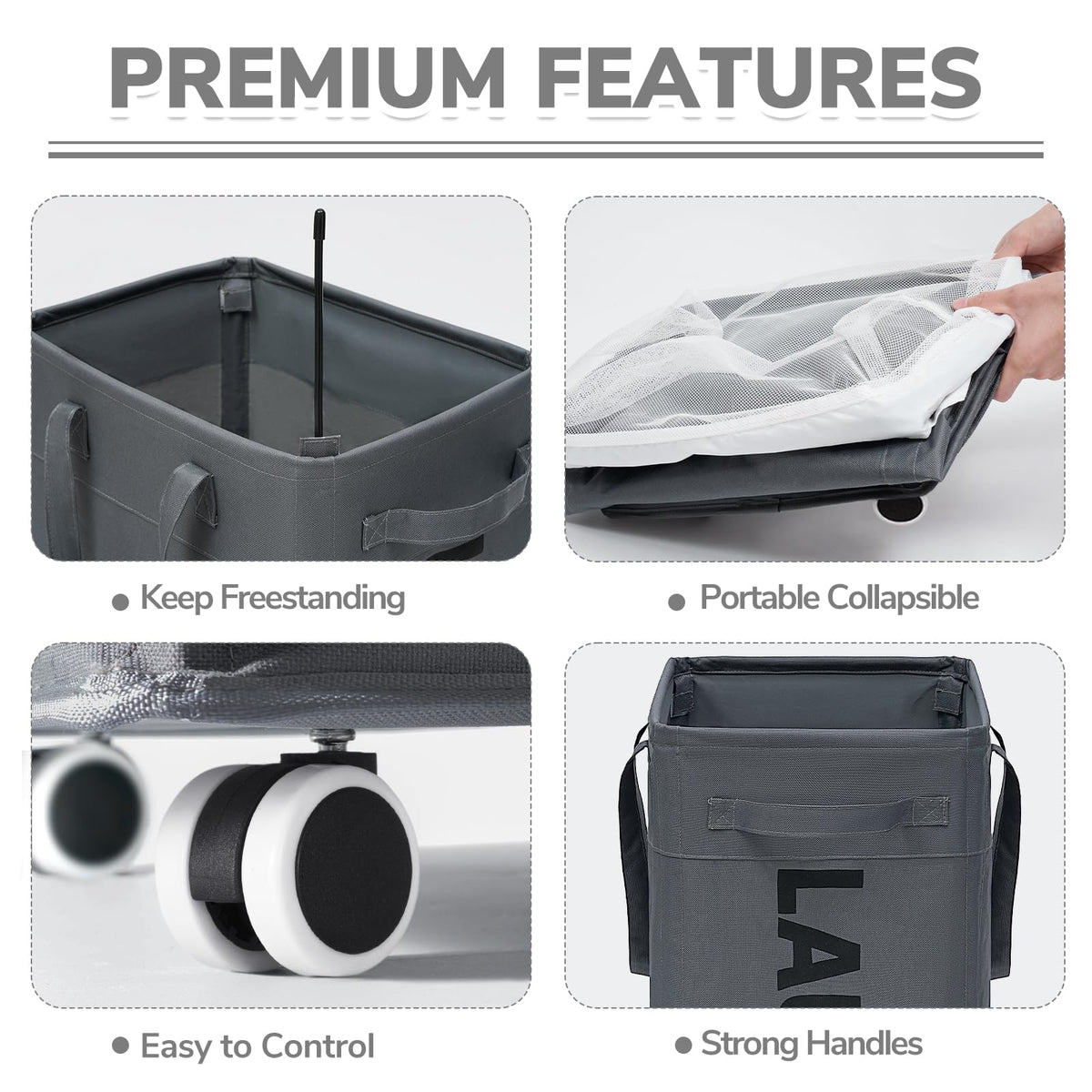 CHICVITA collapsible laundry hamper grey in a small dorm corner.