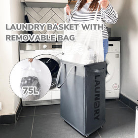 CHICVITA durable 600D fabric laundry bin with moisture resistance.