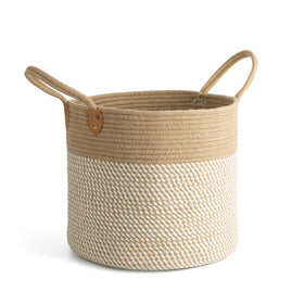 CHICVITA large wicker basket holds blankets neatly beside the sofa