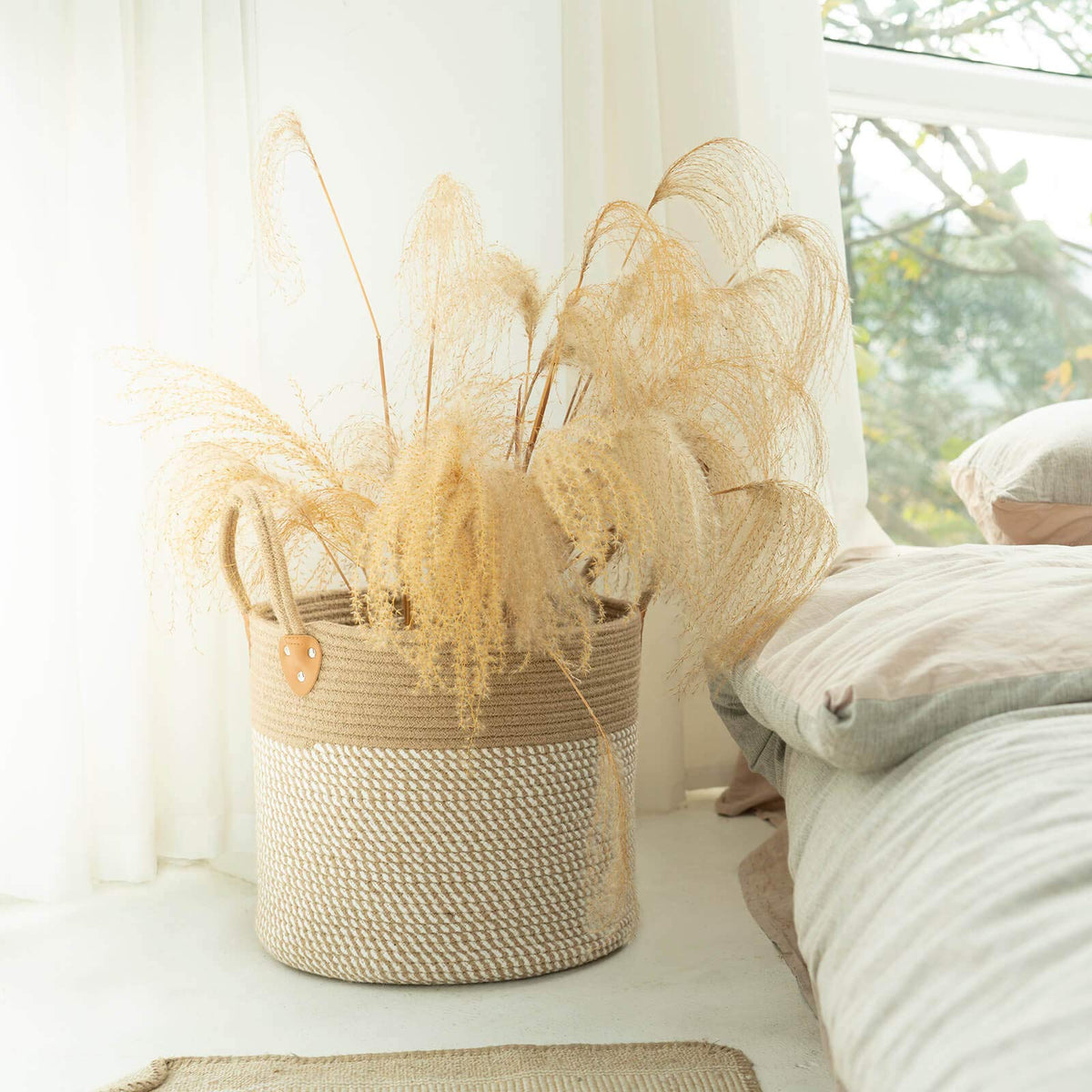 CHICVITA 14x14x12 inch basket suits blankets, towels, and magazines