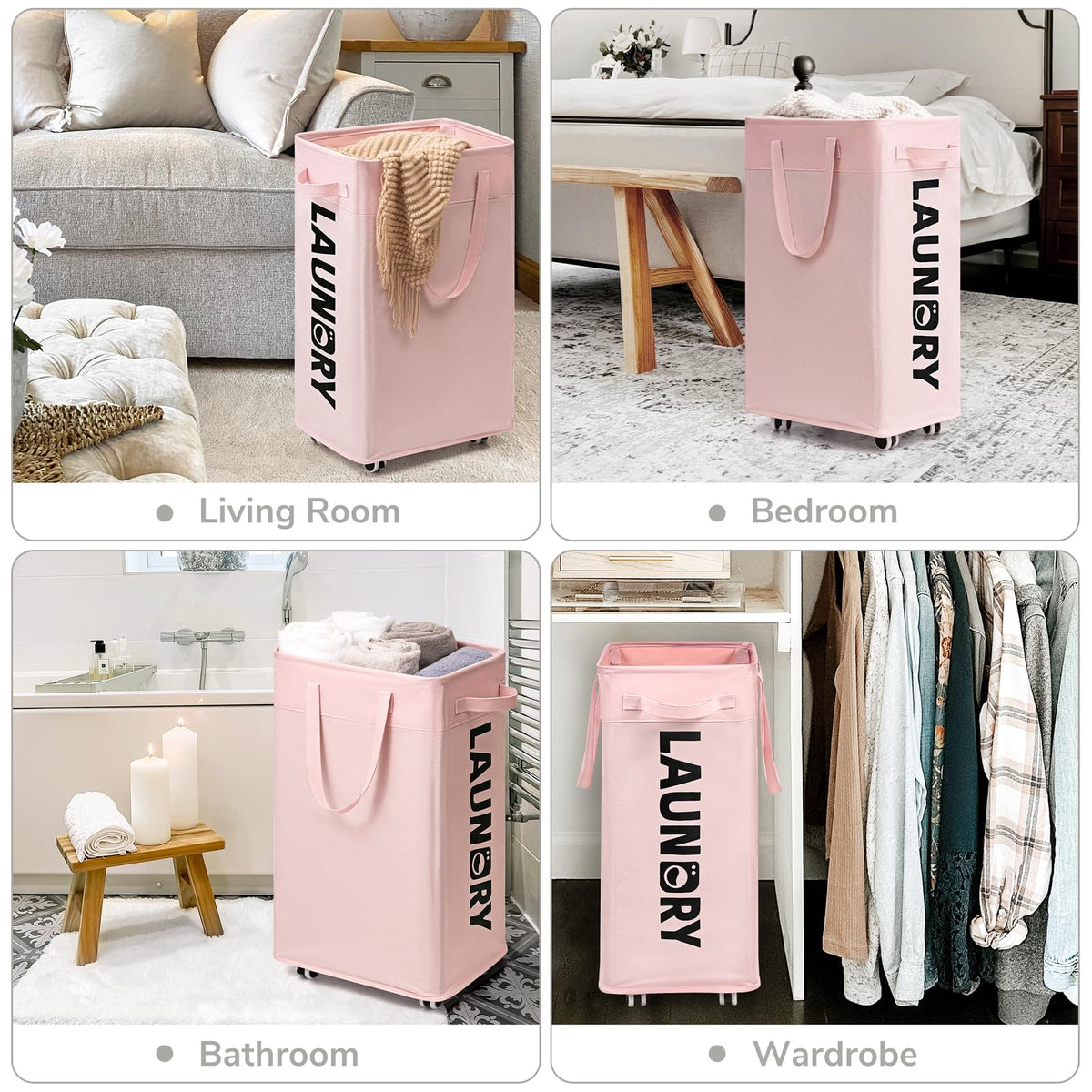 CHICVITA Slim Laundry Hamper collapsible design for compact storage.