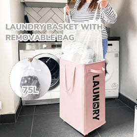 CHICVITA Slim Laundry Hamper removable inner bag, machine washable for quick organization.