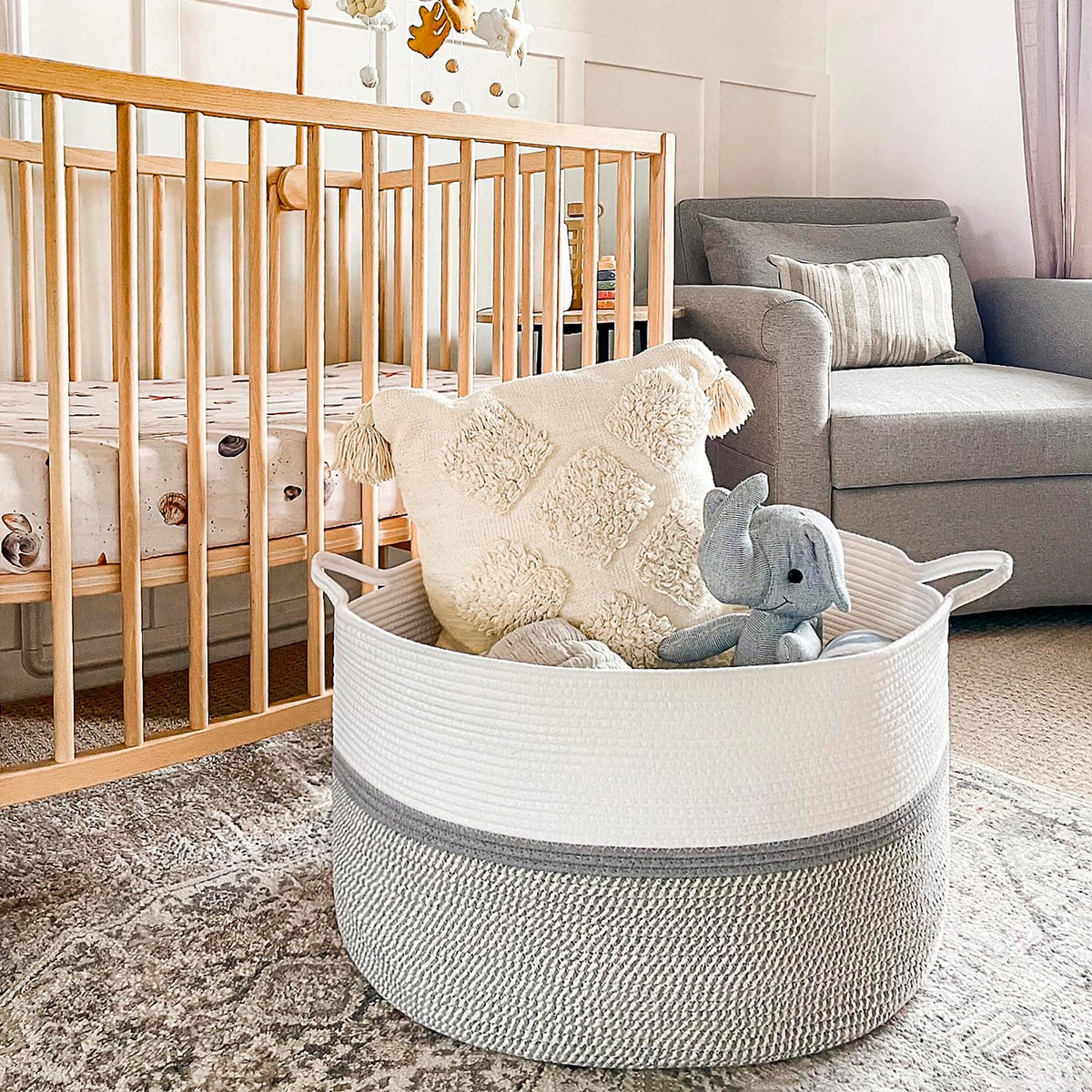 CHICVITA soft cotton rope resists scratches on floors and furniture