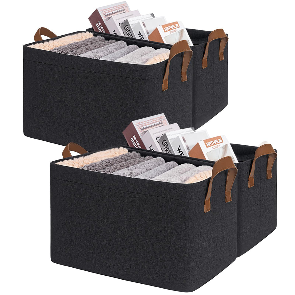 CHICVITA large fabric storage bin with metal frame; front view for sturdy organization