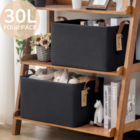 CHICVITA bin in living room used for towels or toys on a shelf