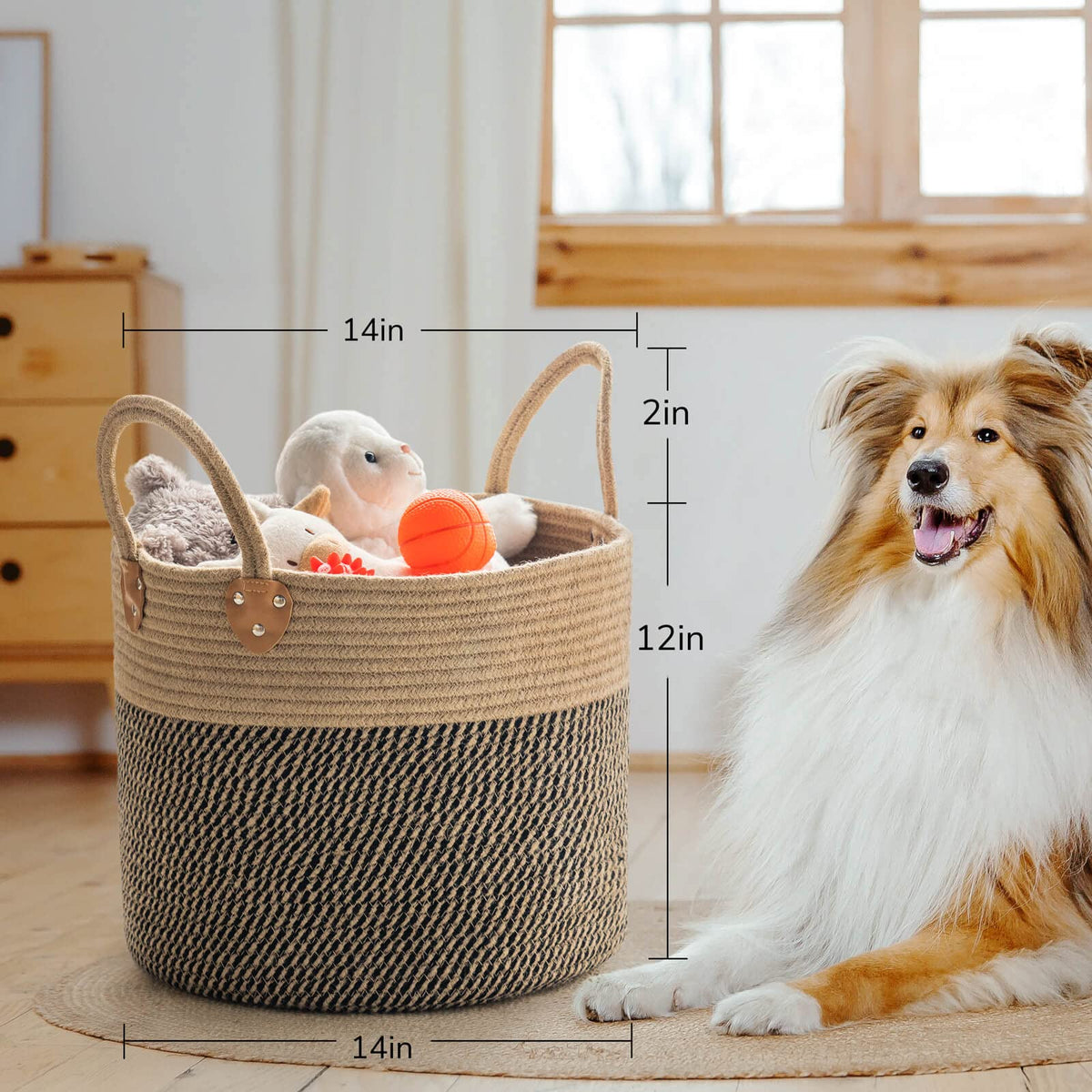 CHICVITA wicker basket for clothes blends seamlessly with home decor.