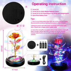 Childom rotating rose with colorful LED lighting for a romantic gift.