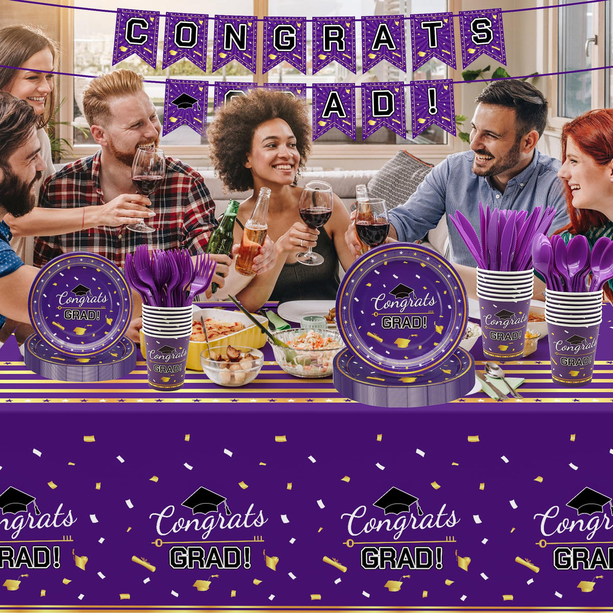 Childom graduation cups in purple gold for toasts