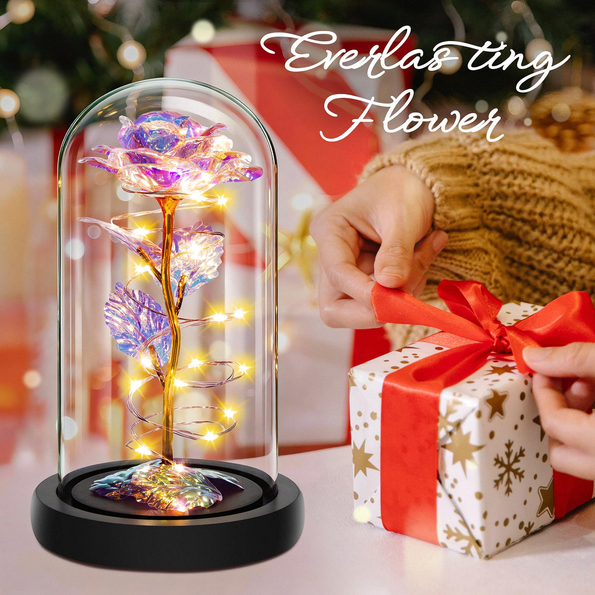 Childom LED rose dome provides soft rainbow glow for ambient mood