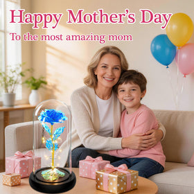 Childom LED rose dome on a nightstand adds cozy bedside ambience.