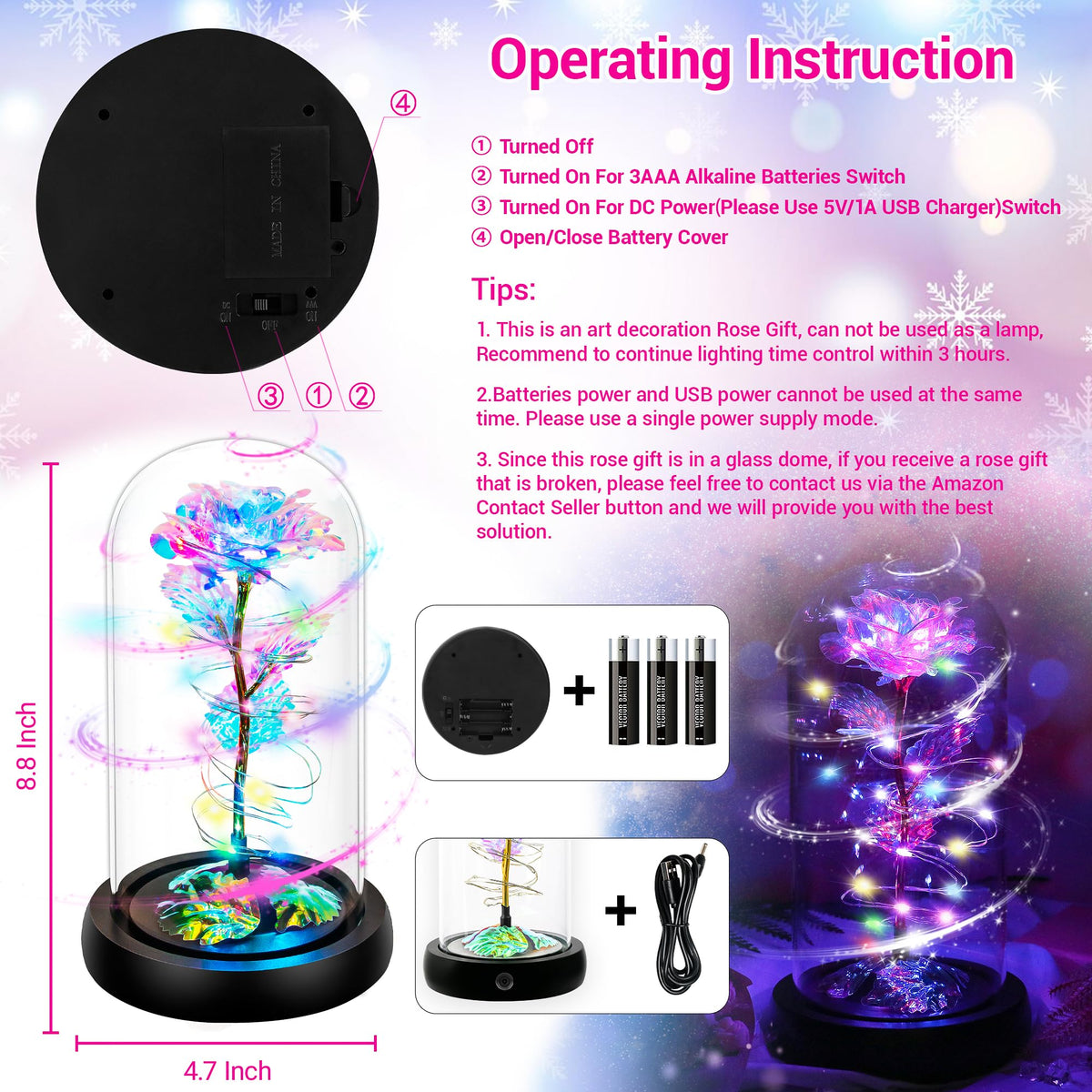 Childom led-strip-rose-dome provides mood lighting for any room