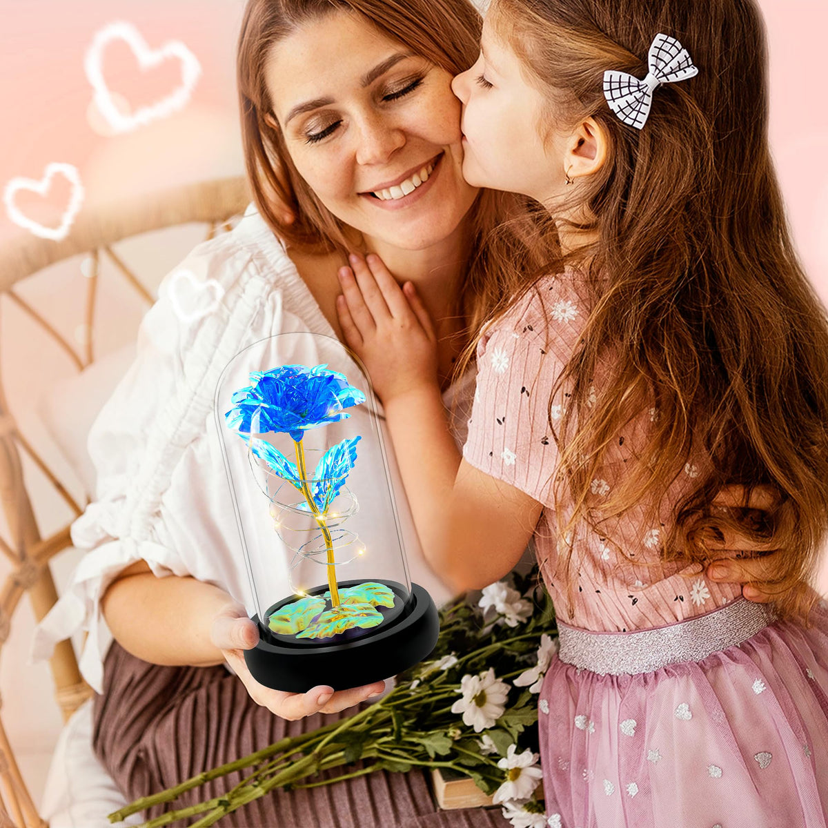 Childom light up glass dome rose showcases long lasting beauty in any room