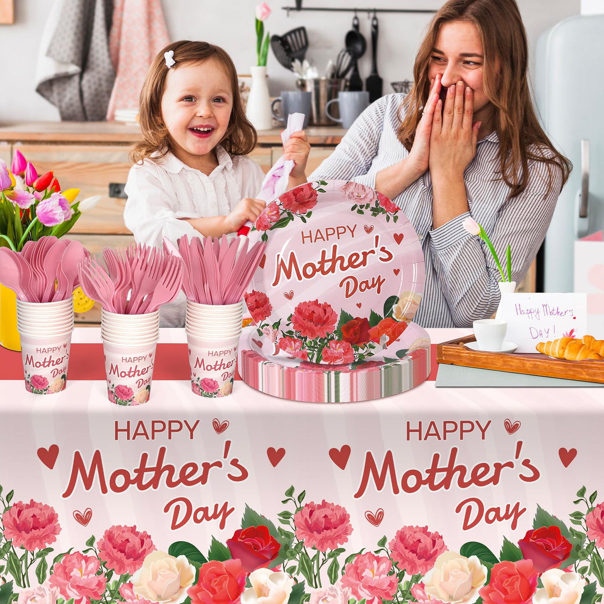 Childom Mothers Day cups—pink cups for mess-free drinking and easy cleanup.