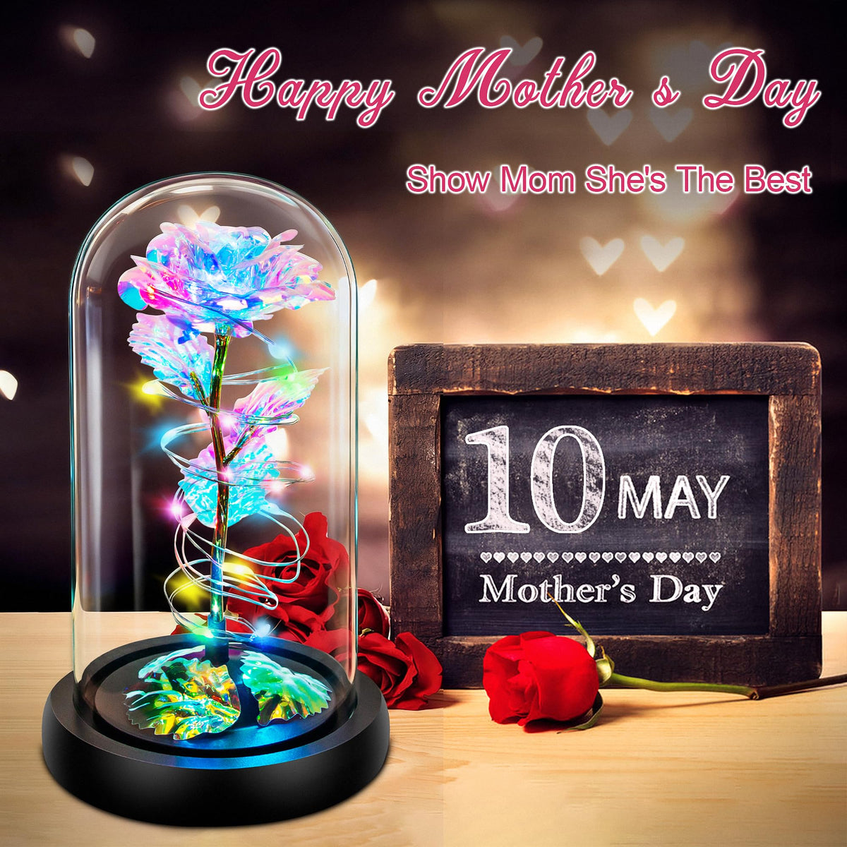 Childom Mothers Day rose-dome honors mom with warm, gentle illumination