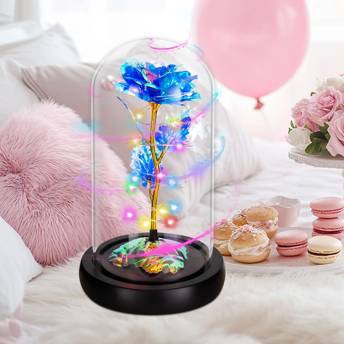 Childom USB-powered rose light completes a cozy setup