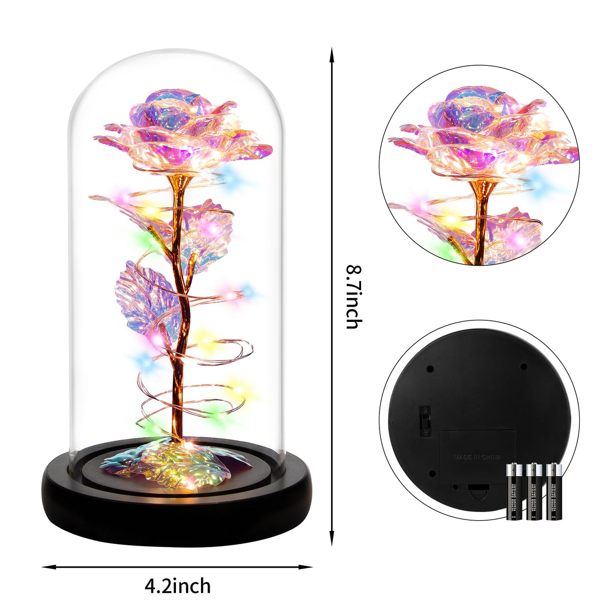 Childom valentines rose in a glass dome invites romantic lasting memories