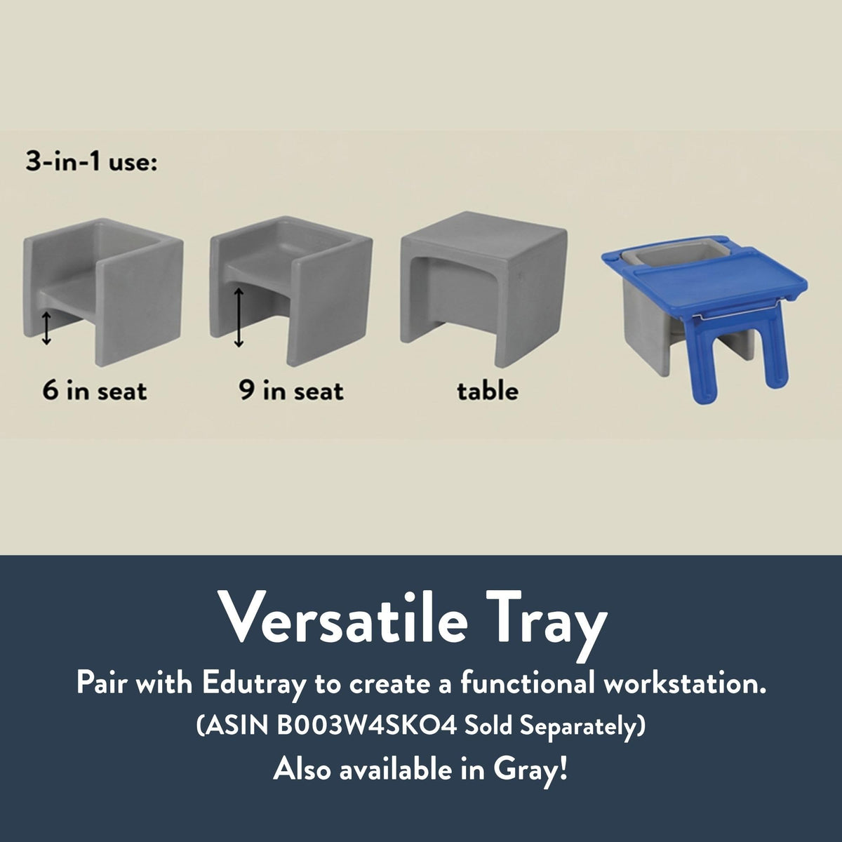 Children's Factory Edutray compatible option turns the chair into a desk.