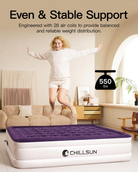 CHILLSUN full air mattress with upgraded flocked top for soft touch.