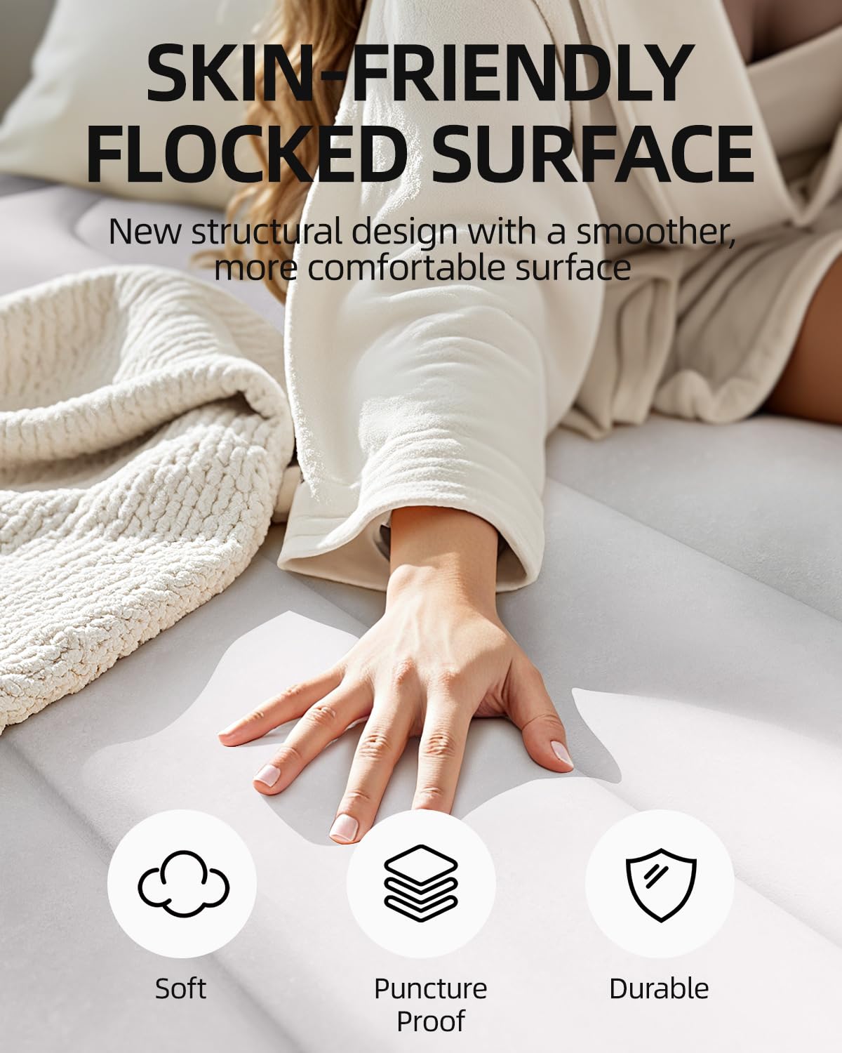 CHILLSUN queen air mattress with stability coil-beam maintains a steady sleeping surface.