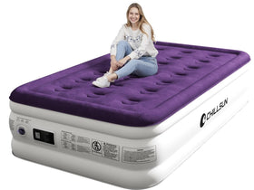 CHILLSUN twin air mattress with built-in pump for quick setup and guest comfort.