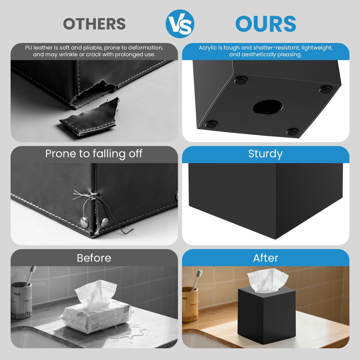 Chintu modern elegant cube shape adds contemporary style to bathrooms and desks.