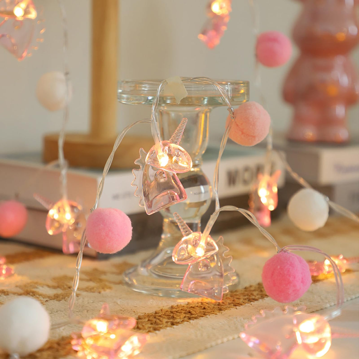 ChiRee pom-pom lights add unicorn-themed charm to parties.