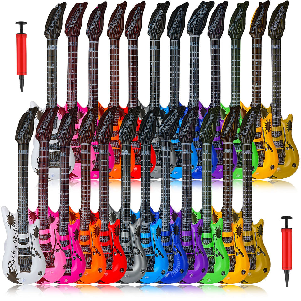 Chitidr inflatable guitars showcased at full 36-inch length for a bold party prop
