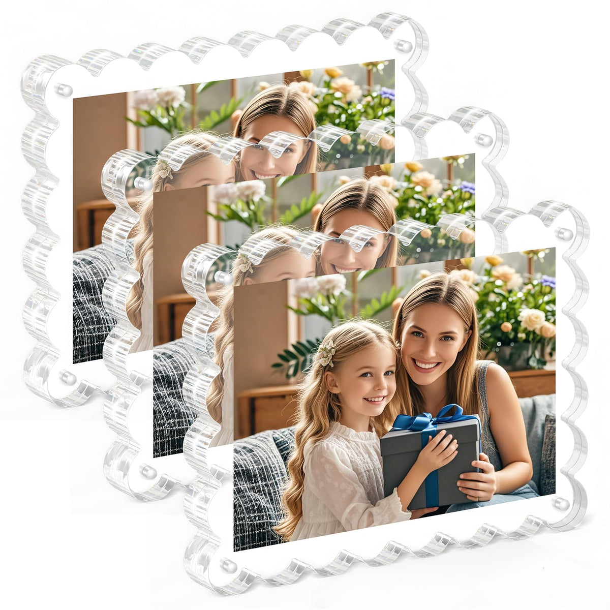 Chivalral 3Pack magnetic acrylic frames in 5x7 front view for timeless display.