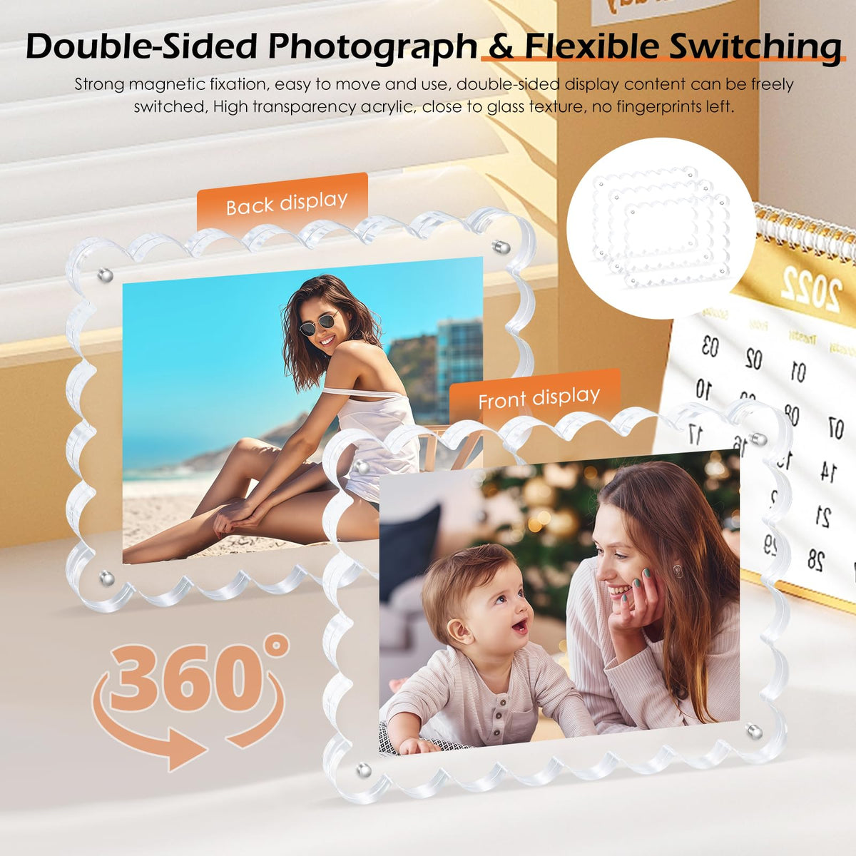 Chivalral ideal for desks or shelves, vertical or horizontal display.