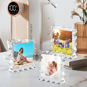 Chivalral double-sided display for versatile desk or shelf use.