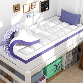 ChiXpace dual-layer topper close-up shows cooling gel foam for restful nights.