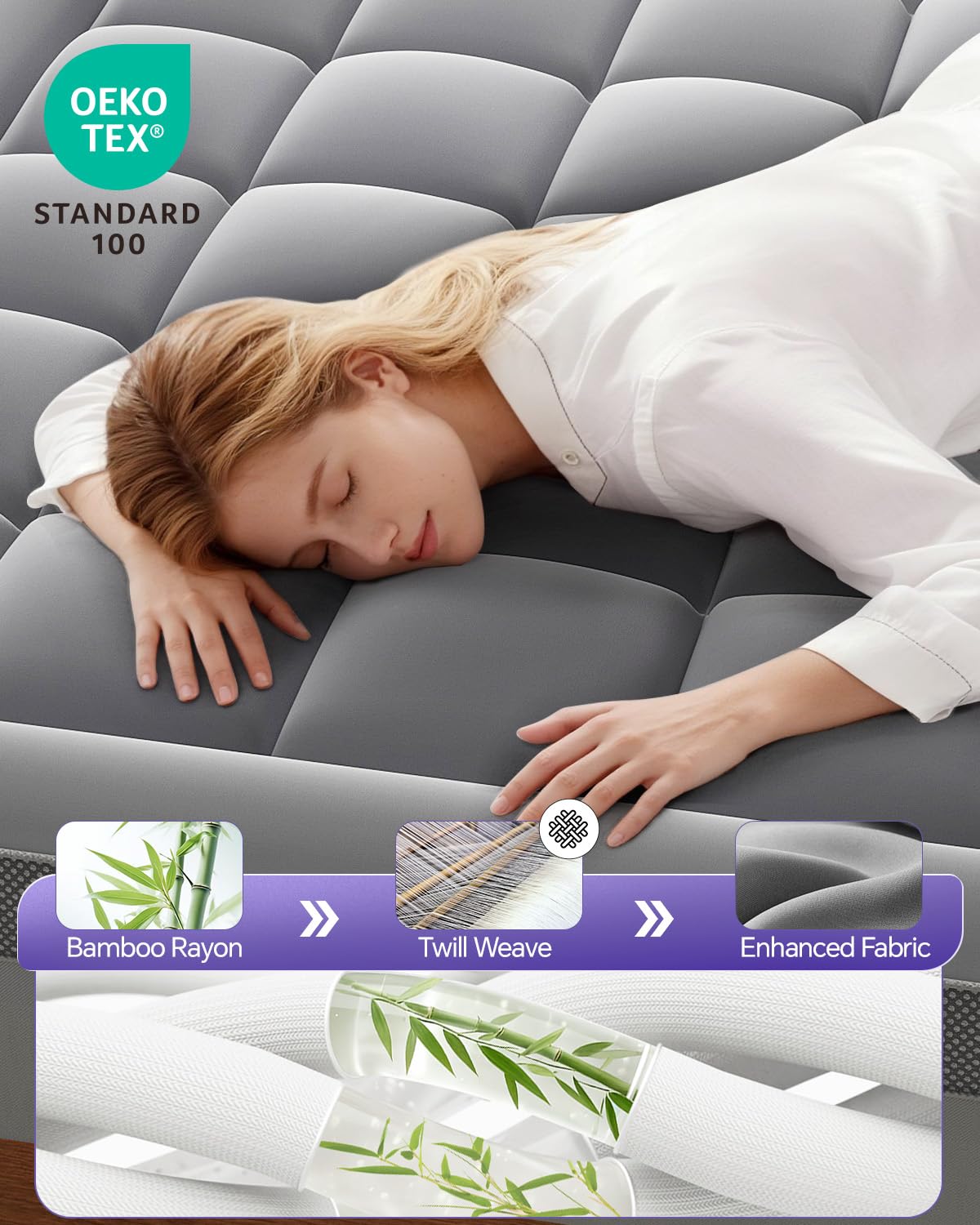 ChiXpace pillow-top cover removable mattress pad adds soft plush comfort.