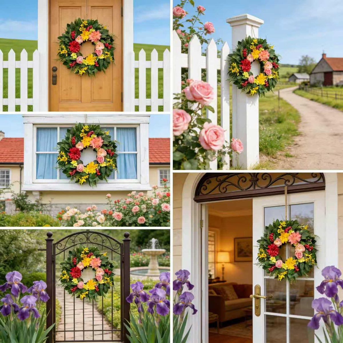 Chiyinbao yellow daisy wreath highlights spring warmth with sunflowers and vibrant blooms