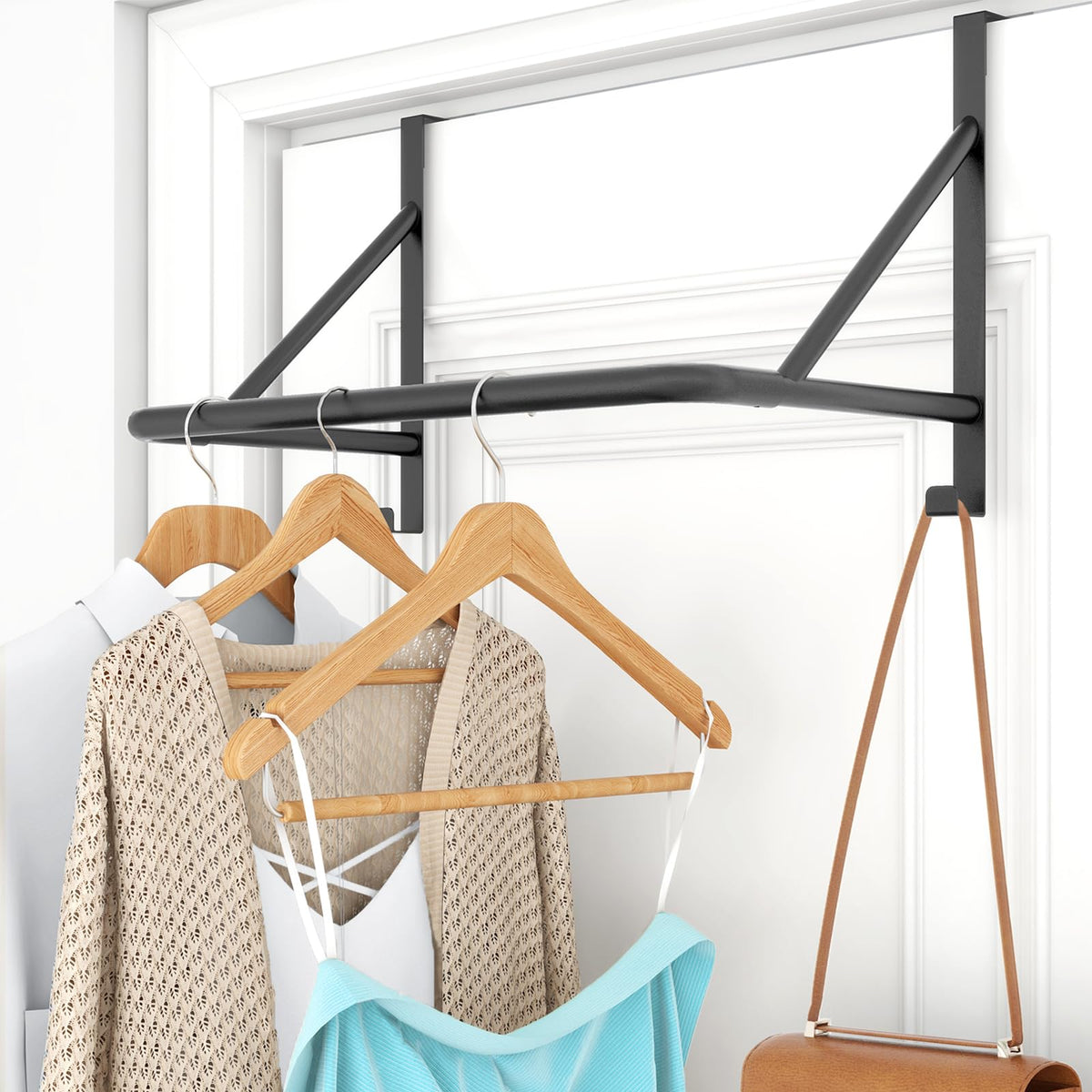 CHJgroup over the door hanger rack holds coats and bags for clutter-free entryway.