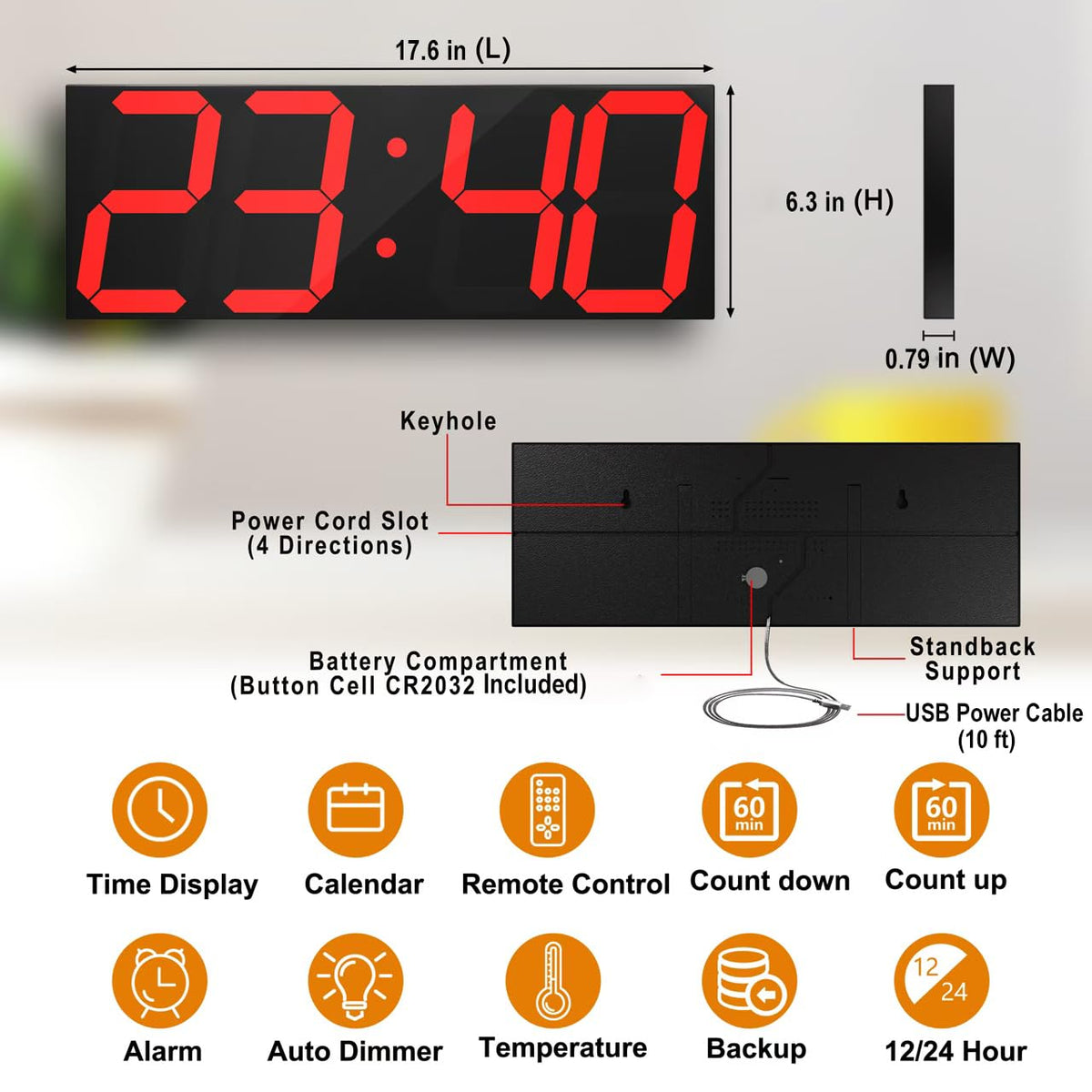 CHKOSDA 6-inch red digits provide long-distance readability for busy spaces.