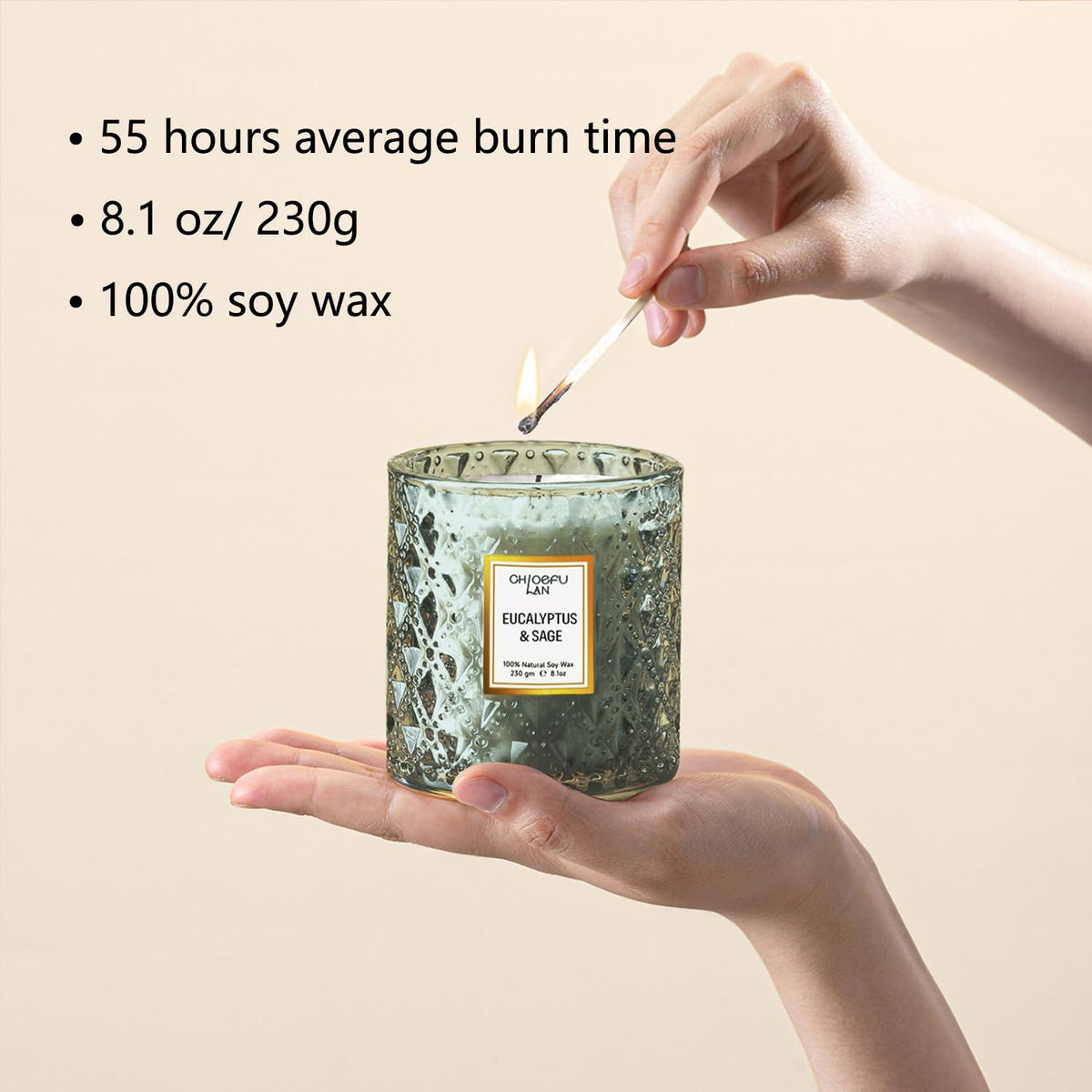 Chloefu LAN candle packaging presents a premium gift-ready experience.