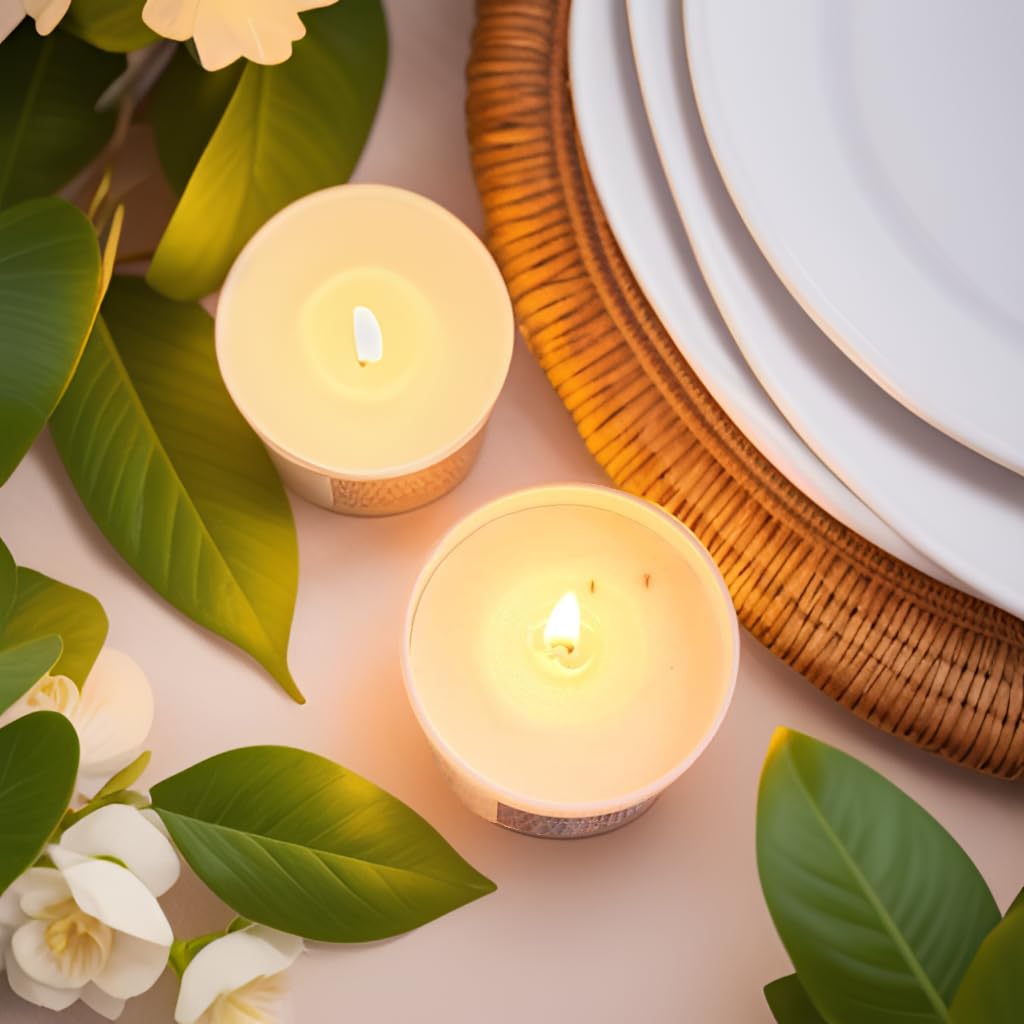 Chloefu LAN Gardenia candle white jar close-up highlights minimalist home decor.